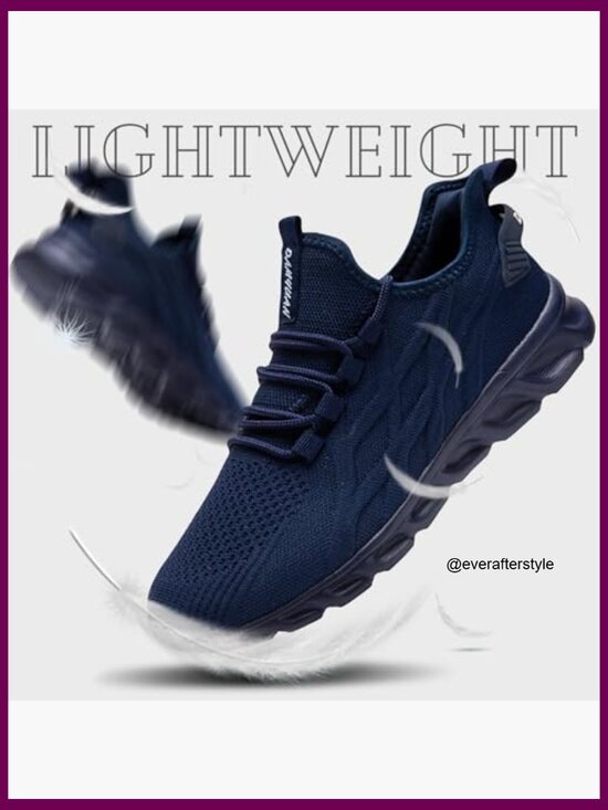 Lightweight Running Shoes for Men, Athletic Sneakers, Lace-Up Tennis Gym Shoes
